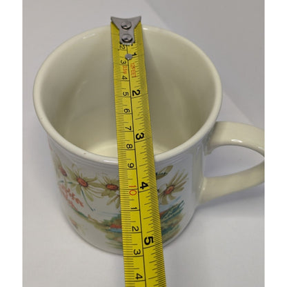 Vintage Ceramic Painted Coffee Mug Tea Cup Floral Landscape Made in Japan