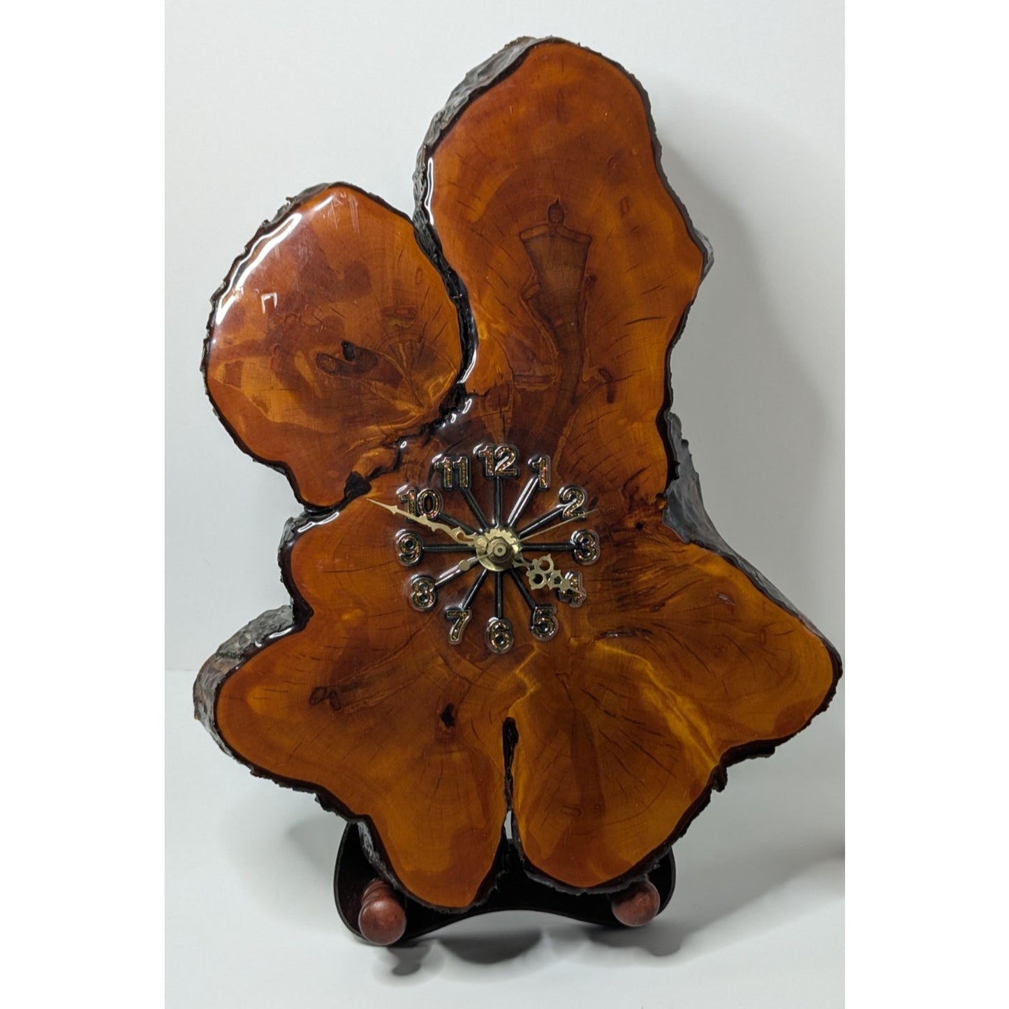 Nice Smaller Vintage Cypress Wood Live Edge Clock 13”x9” Works