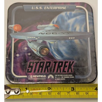 Set of 4 Star Trek Coasters 1997 Enterprise, Voyager, Defiant, Enterprise-D NEW