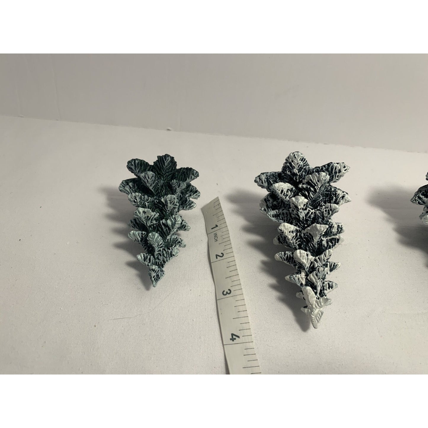 Vintage 90s Department 56 Village Set of 3 Evergreen Trees Cold Cast Porcelain D