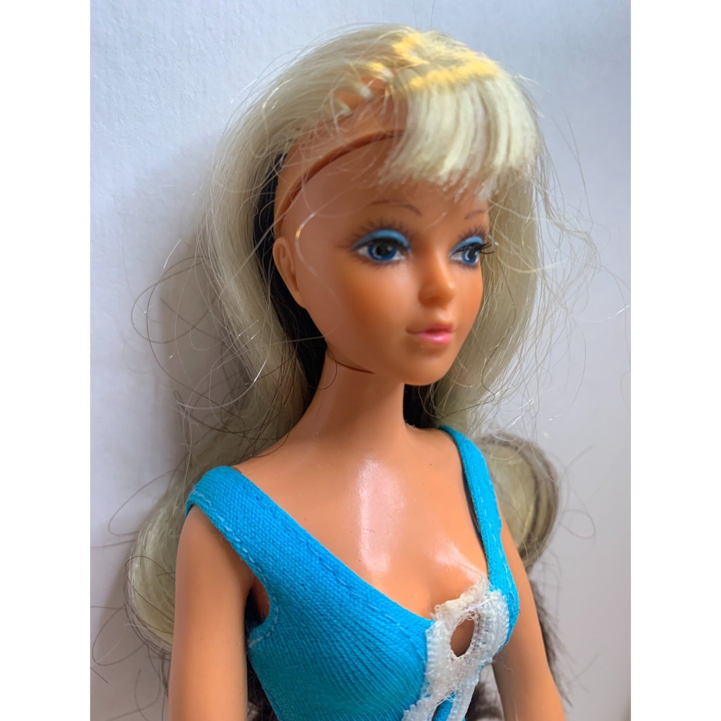 Ideal Tuesday Taylor Barbie Doll Vtg 1975 SWIVEL SCALP Brunette Blonde Org Dress