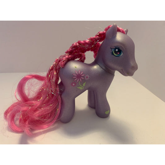 Vintage 2002 G3 My Little Pony Petal Blossom Purple Shimmer Pink Extra Long Hair