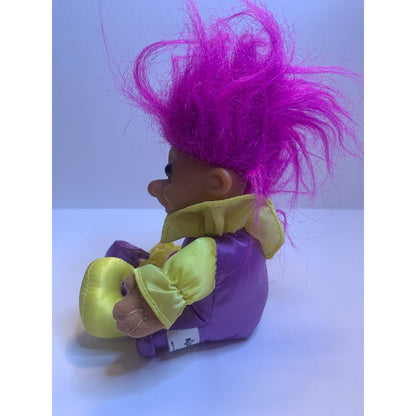 Vintage 1990s Russ Clown Troll 6" Soft Plush Doll Jester Outfit Sitting Purple