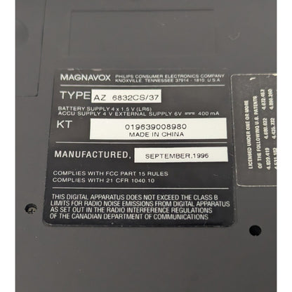 1996 Magnavox AZ-6832CS Portable CD Player With AC Adaptor/Headphones Works Great!