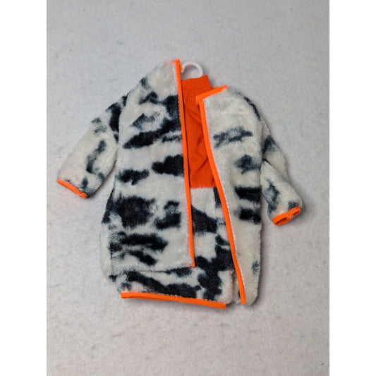 Vintage 1960s Barbie Doll Mod Plush Pony #1873 Outfit Set Cow Print Orange Dress Coat