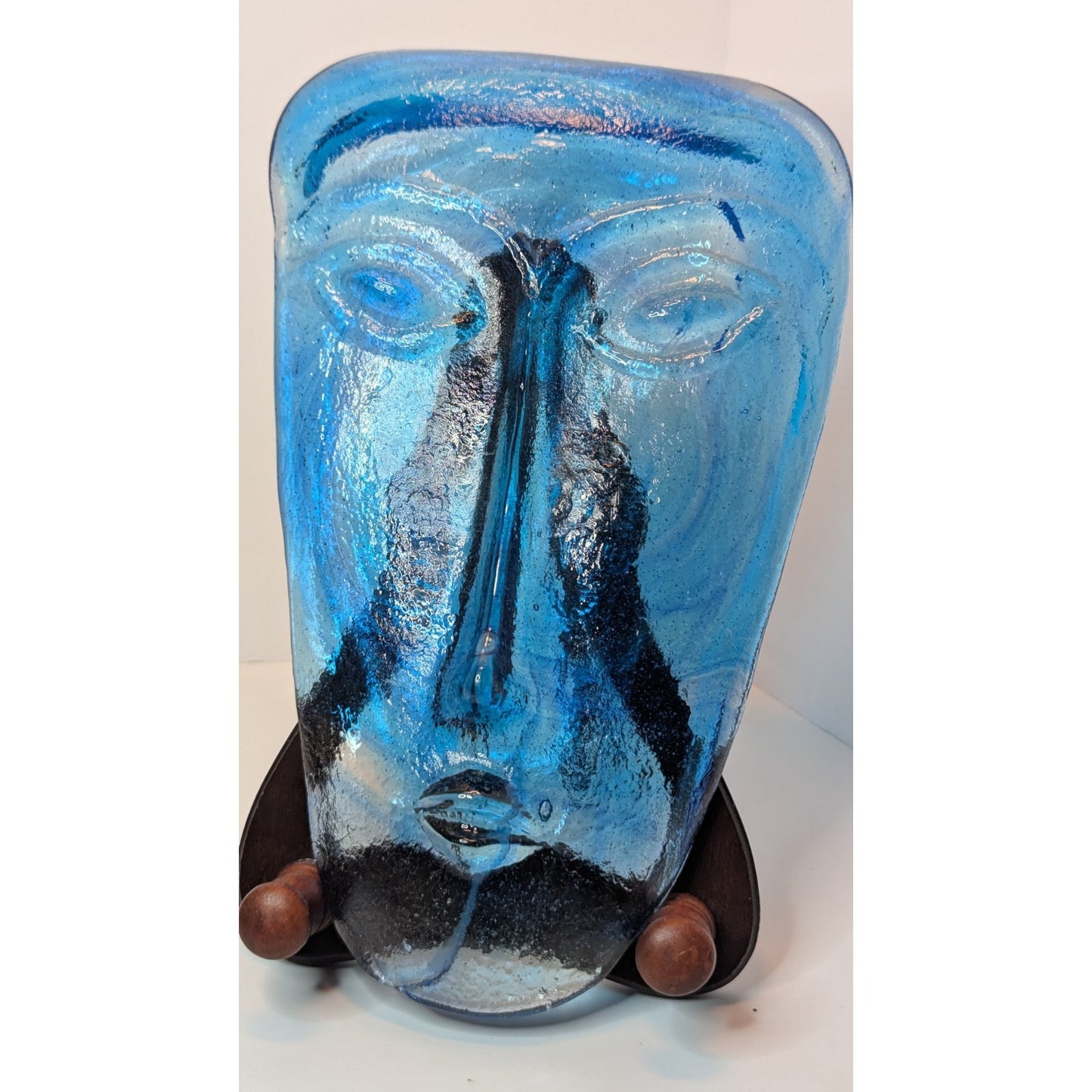 Vintage SKYDREAMER Blue Art Glass Face Mask Jaramillo Brothers Hand Made