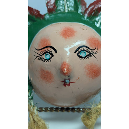 7" Vintage Mexico Oaxacan Hand Painted Handmade Leaf Face Folk Art Mask