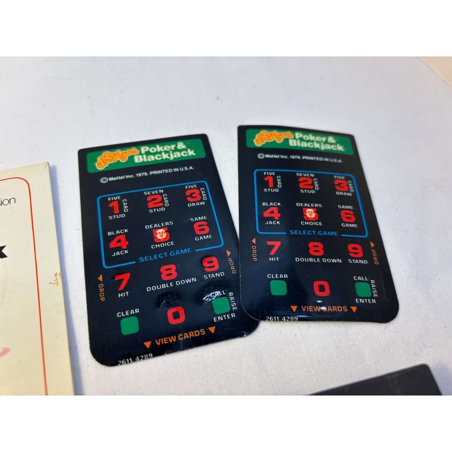 Poker & Blackjack Intellivision Game Cartridge 2 Overlays + Manual Tested Works