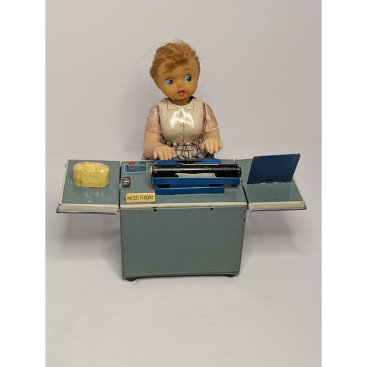 Vintage Linemar Tin Toy Miss Friday The Typist Battery Powered Retro Japan