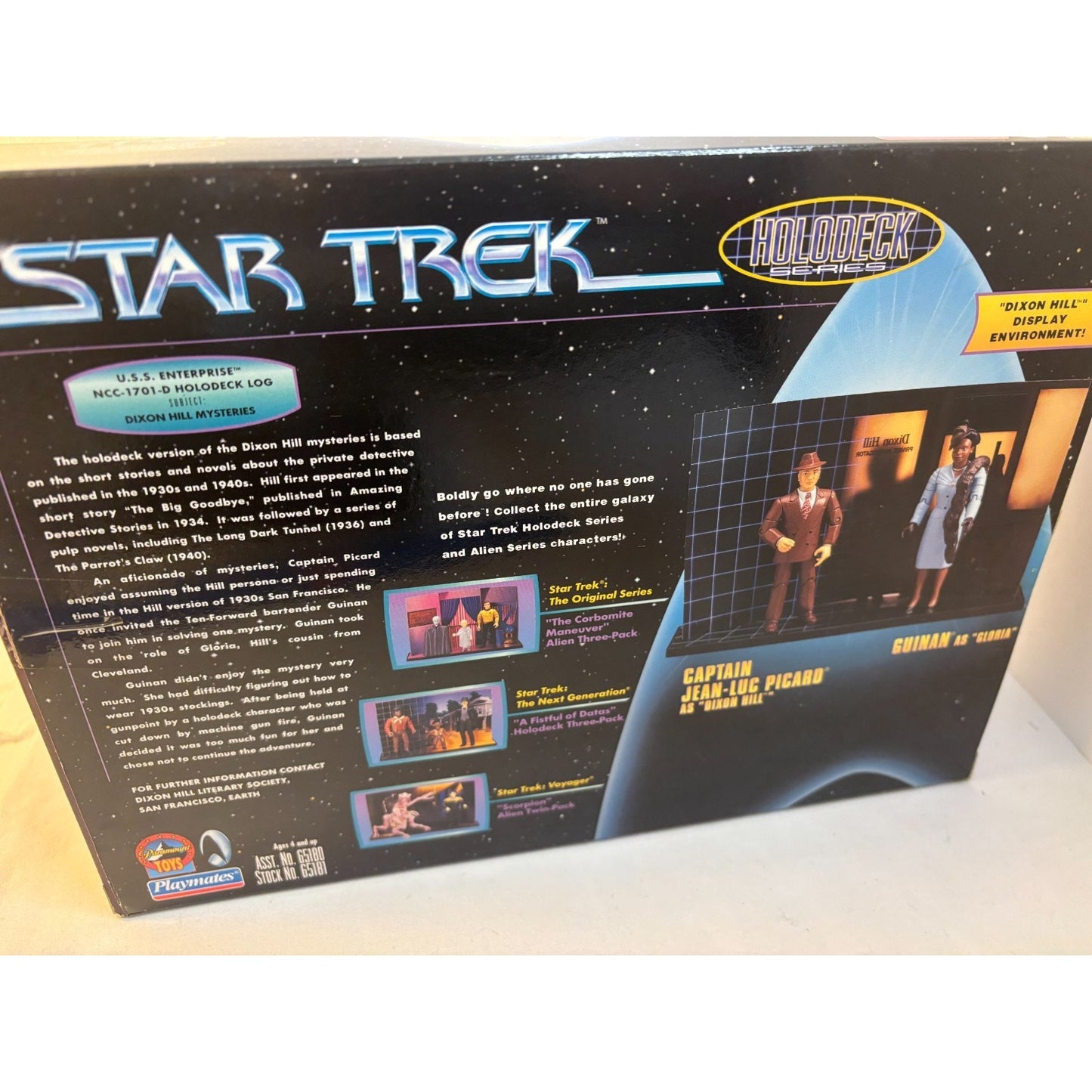 1998 Playmates Star Trek Captain Picard Dixon Hill Guinan Gloria Figure Set Open