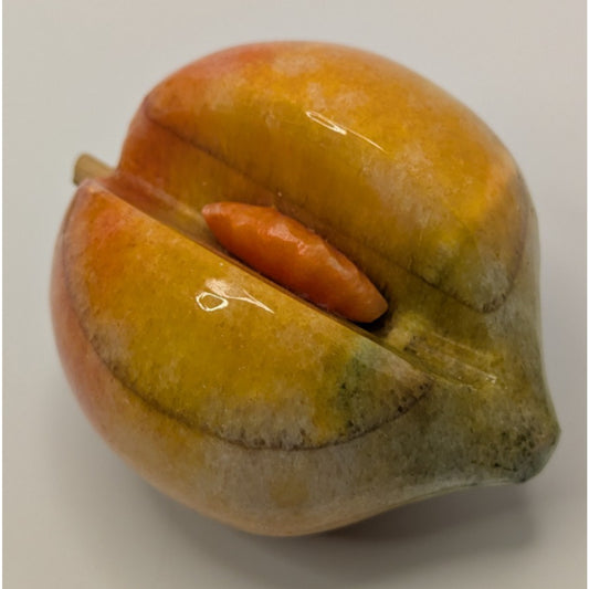 Vintage Polished Italian Alabaster Nectarine Apricot Exposed Seed w/Stem 3 Color