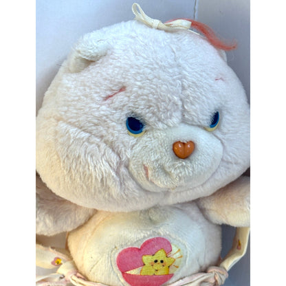 Vintage 1983 Care Bear Baby Hugs Bear Plush with Diaper Kenner Pastel Pink