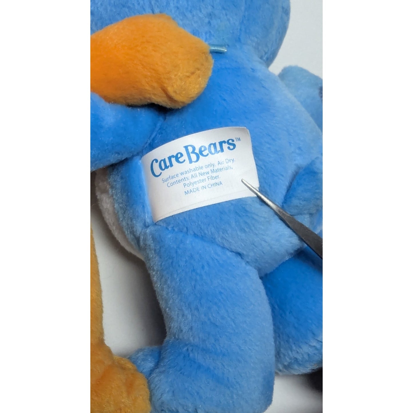 CARE BEARS PLUSH Cuddle Pair Champ Bear & Laugh A Lot Orange Blue 2003 8"