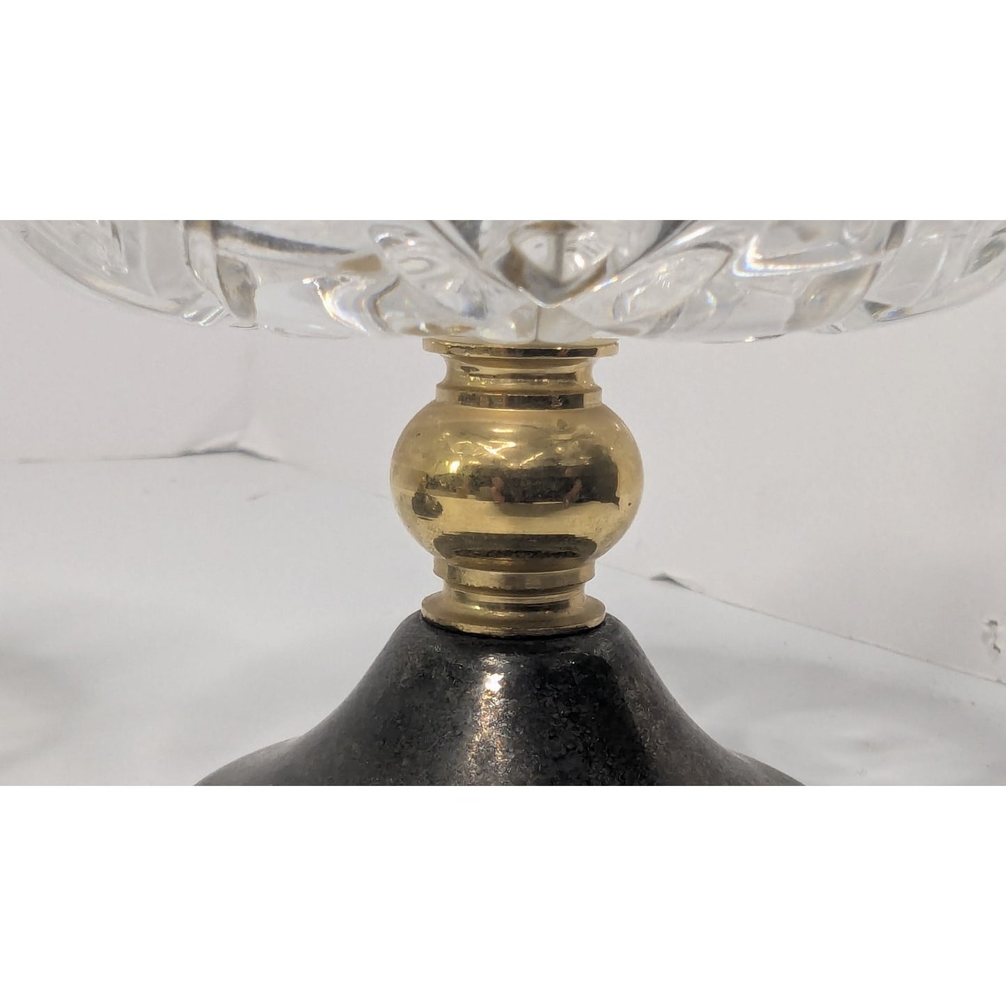 Set of 2 3.5" PM Italian Glass Top Silverplate Candlesticks Half-Inch Tapers