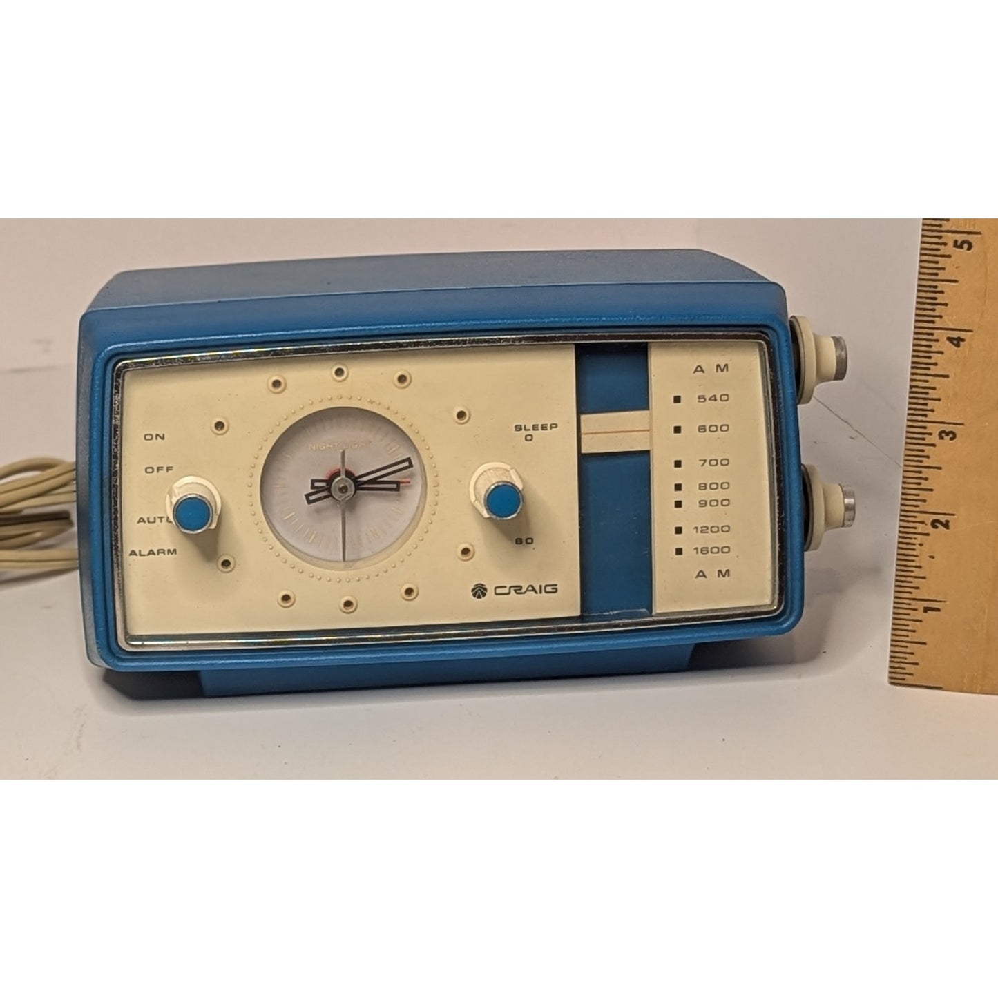 Rare Vintage CRAIG 1602 AM Clock Radio Teal Blue MCM Sanyo Japan Atomic