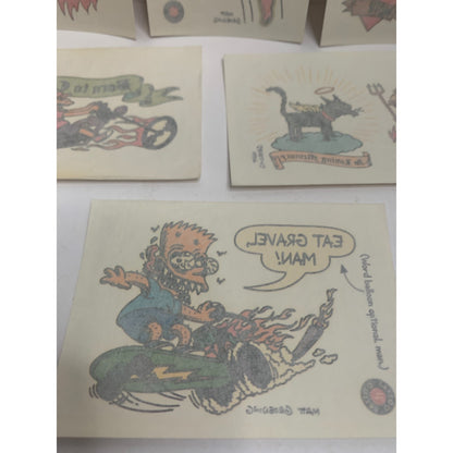 Lot of 8 The Simpsons 1993 Skybox Trading Cards Individual Temporary Tattoos