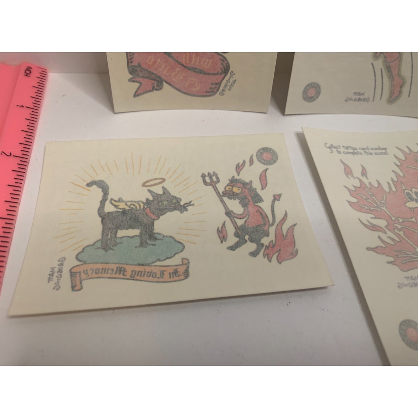 Lot of 6 The Simpsons 1993 Skybox Trading Cards Individual Temporary Tattoos