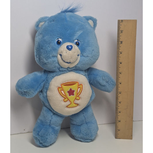 Care Bears 2003 Champ Bear Blue Championship Trophy Plush 13" Stuffed Animal Toy