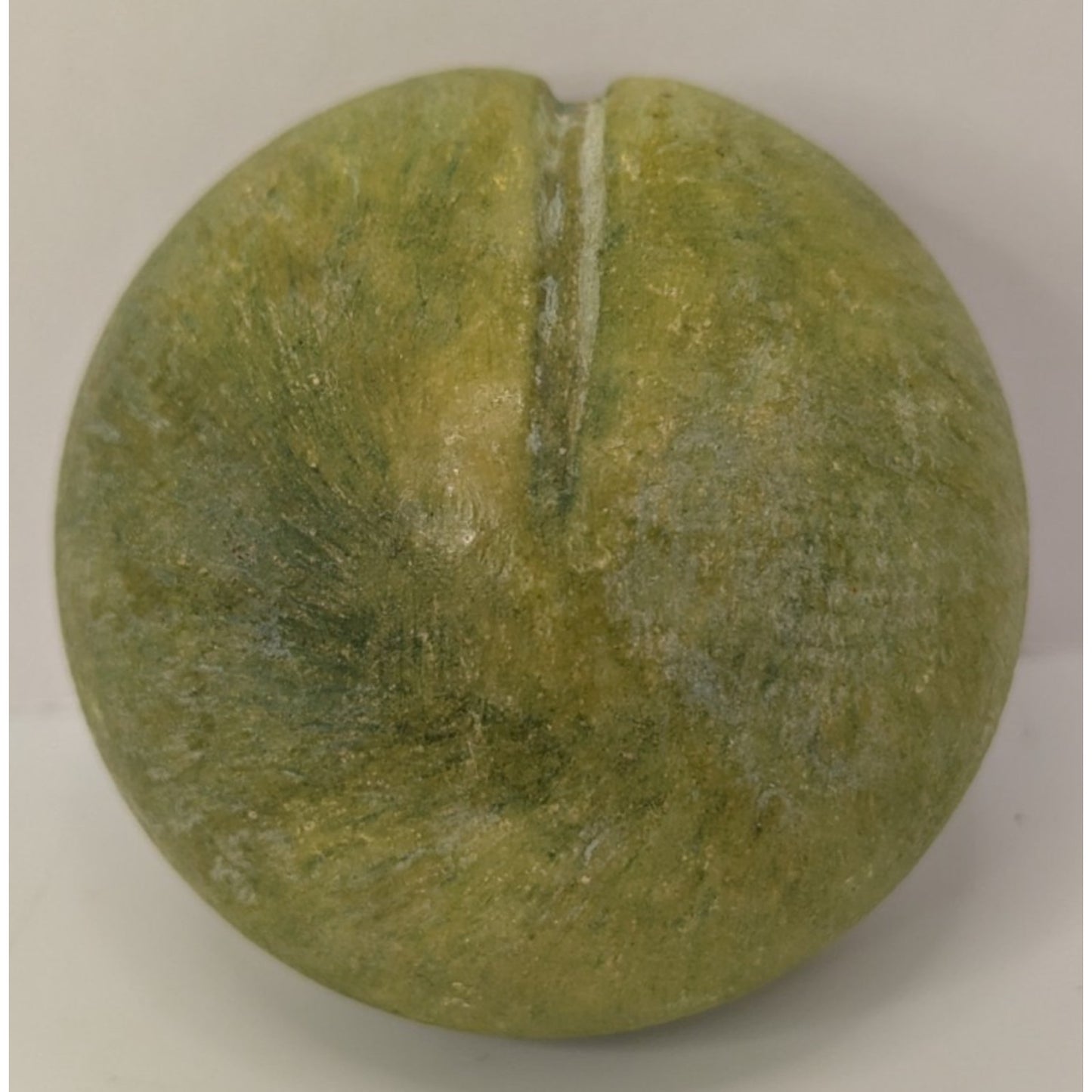 Vintage Green Hand Painted Italian Alabaster Stone Fruit Greengage Plum 9oz