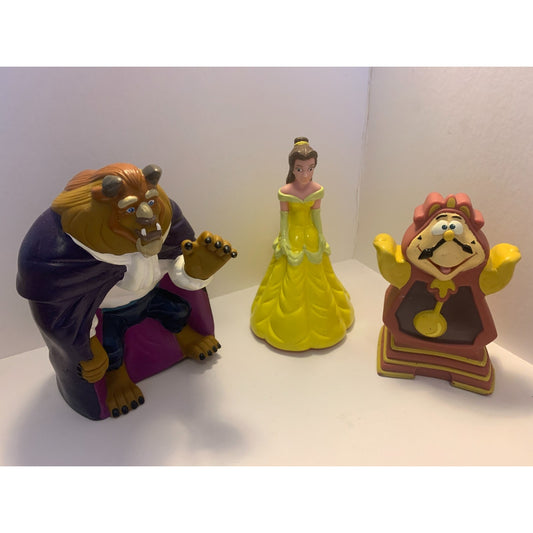 Disney Beauty and the Beast Hand Puppets 1992 Rubber Pizza Hut Set of 3