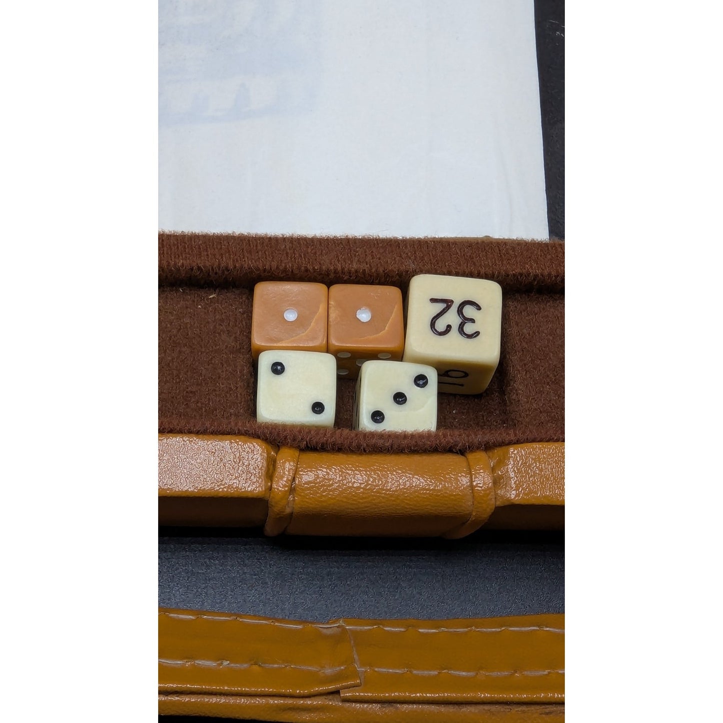 Vintage Brown Faux Leather Mini Travel Backgammon With Case Complete