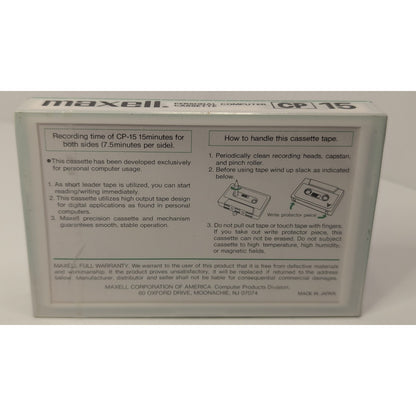 Vintage Maxell CP-15 Personal Computer Cassette Sealed New 15