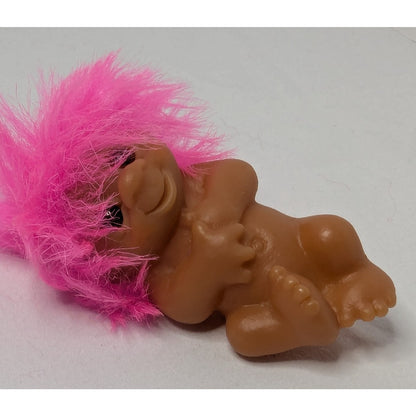 1985 Dam Newborn Norfin Troll LAYING Baby of the Bunch Pink Short Hair