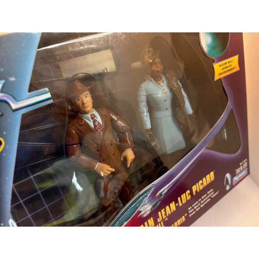 1998 Playmates Star Trek Captain Picard Dixon Hill Guinan Gloria Figure Set Open