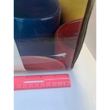 Mamma Ro Pottery Italy Red Set of 4 Canisters Wood Lids in Box New Old Stock