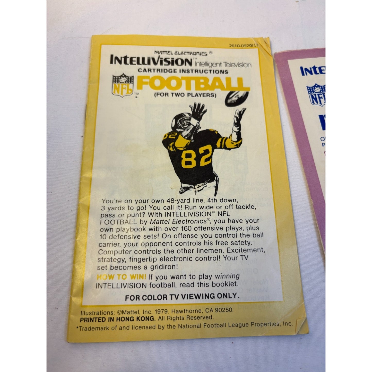 NFL Football Intellivision Video Game Cartridge Manual Playbook Overlays Tested