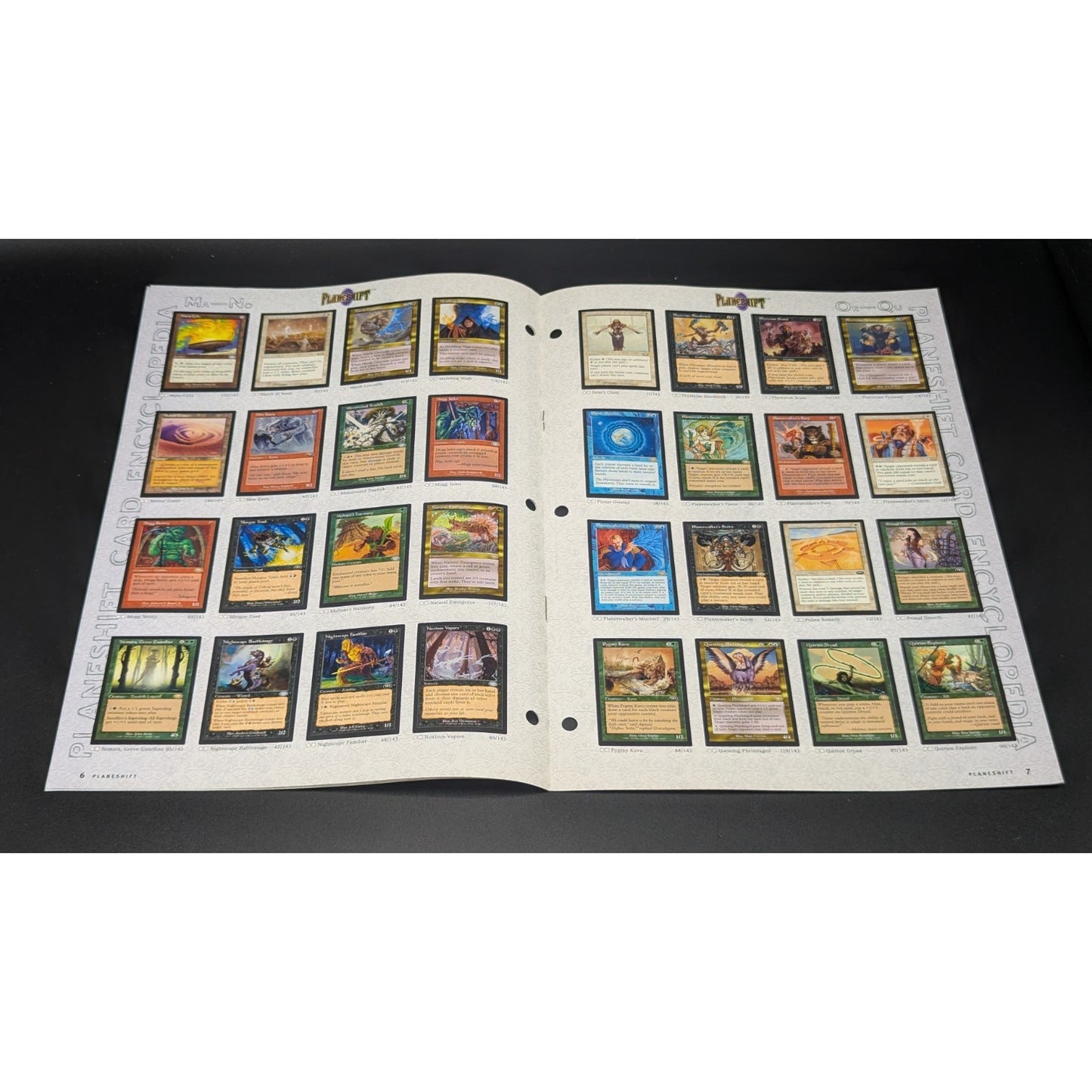 Vintage 2001 Magic the Gathering PLANESHIFT Card Encyclopedia 3 Ring Insert