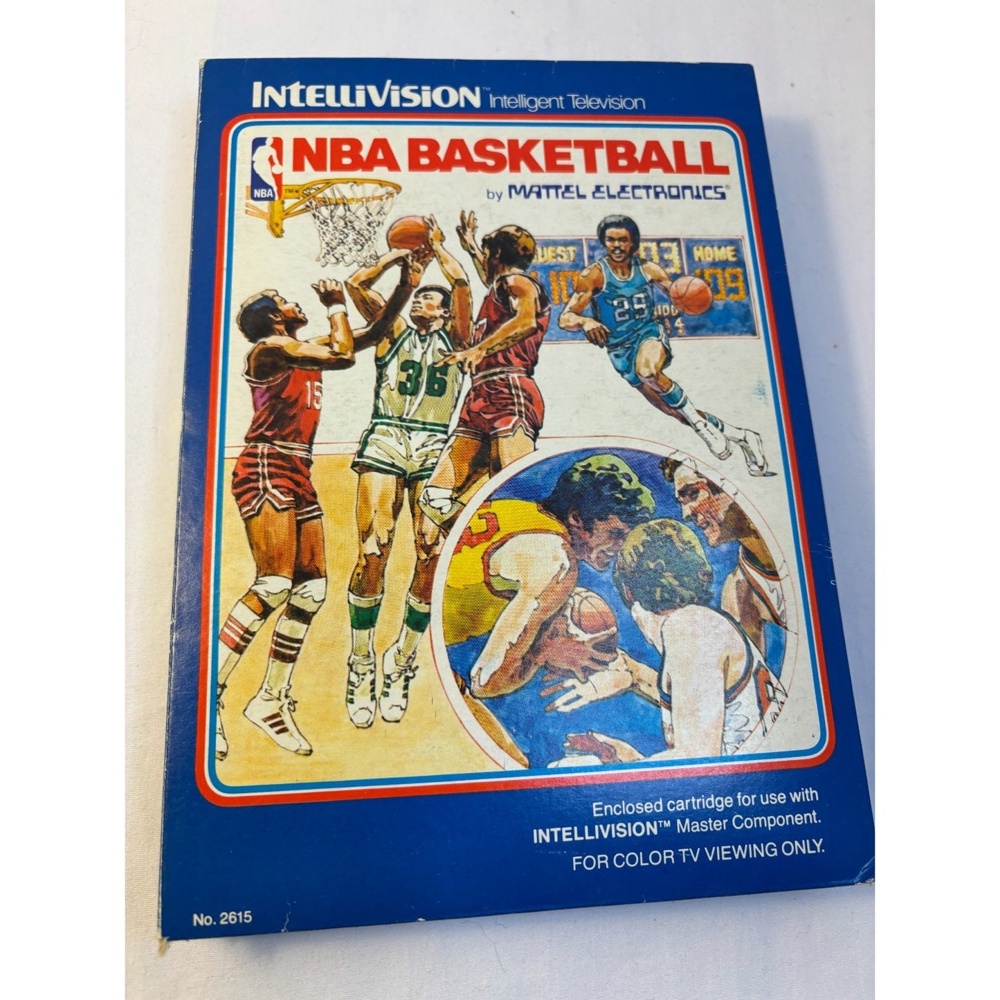 Intellivision NBA Basketball Game 1980 Complete in Box w/ Manual Overlays Tested