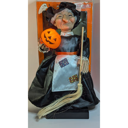 Vintage 1992 Telco Motion-ettes of Halloween Animated 24 in Witch w/Broom