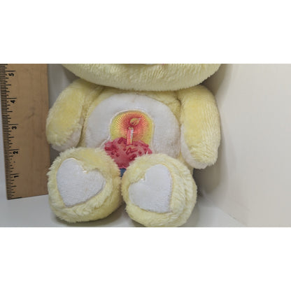 Vtg 1983 Kenner Care Bear Birthday Bear Plush Cupcake Belly Badge Yellow