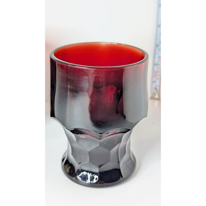 Ruby Red Georgian Honeycomb 8oz Glasses Vintage Anchor Hocking 4 1/8” Set Of 2