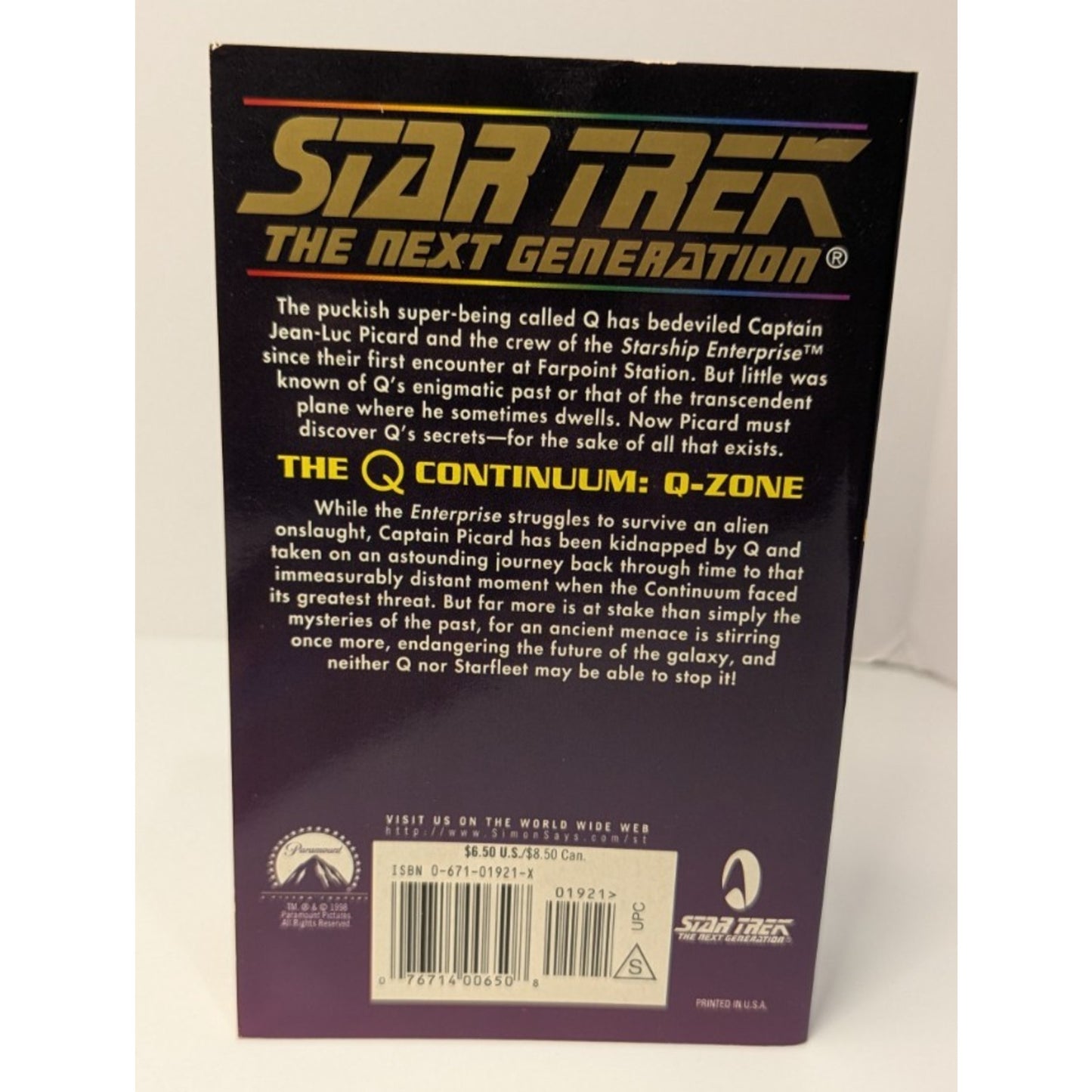 Vintage Star Trek The Next Generation Paperbacks The Q Continuum 3 Book Arc