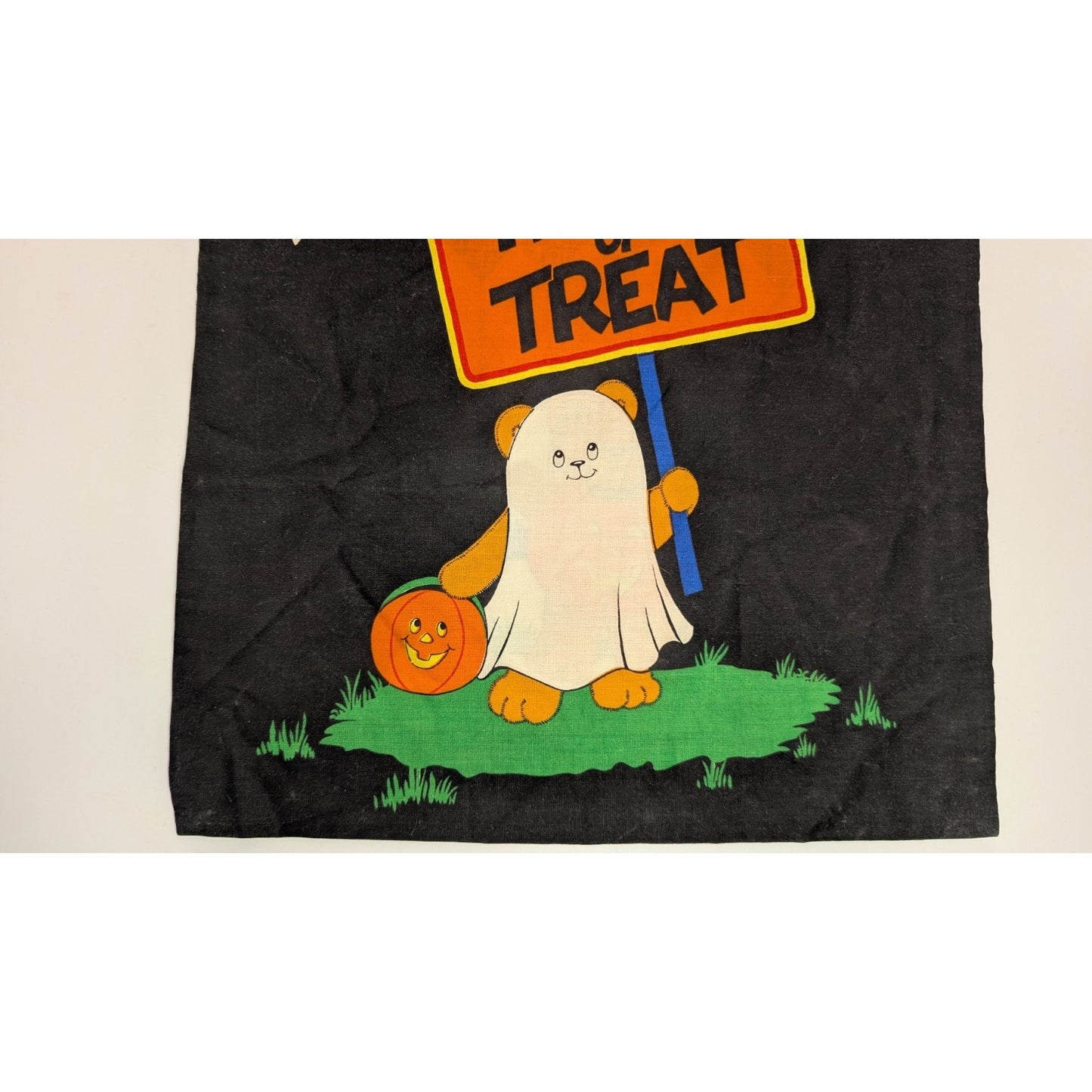 Vintage Trick Or Treat Candy Bag Glow in The Dark Cute Ghost / White Fence Gang