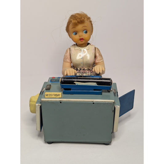 Vintage Linemar Tin Toy Miss Friday The Typist Battery Powered Retro Japan