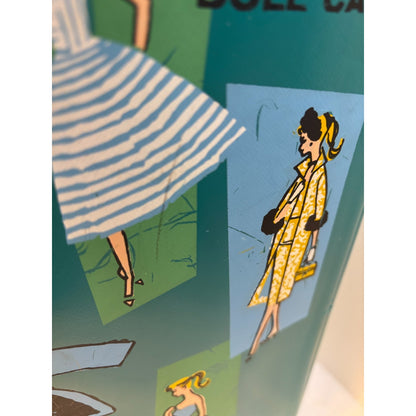 Vintage TURQUOISE Teal 1961 Ken And Ponytail Barbie Doll Carrying Case