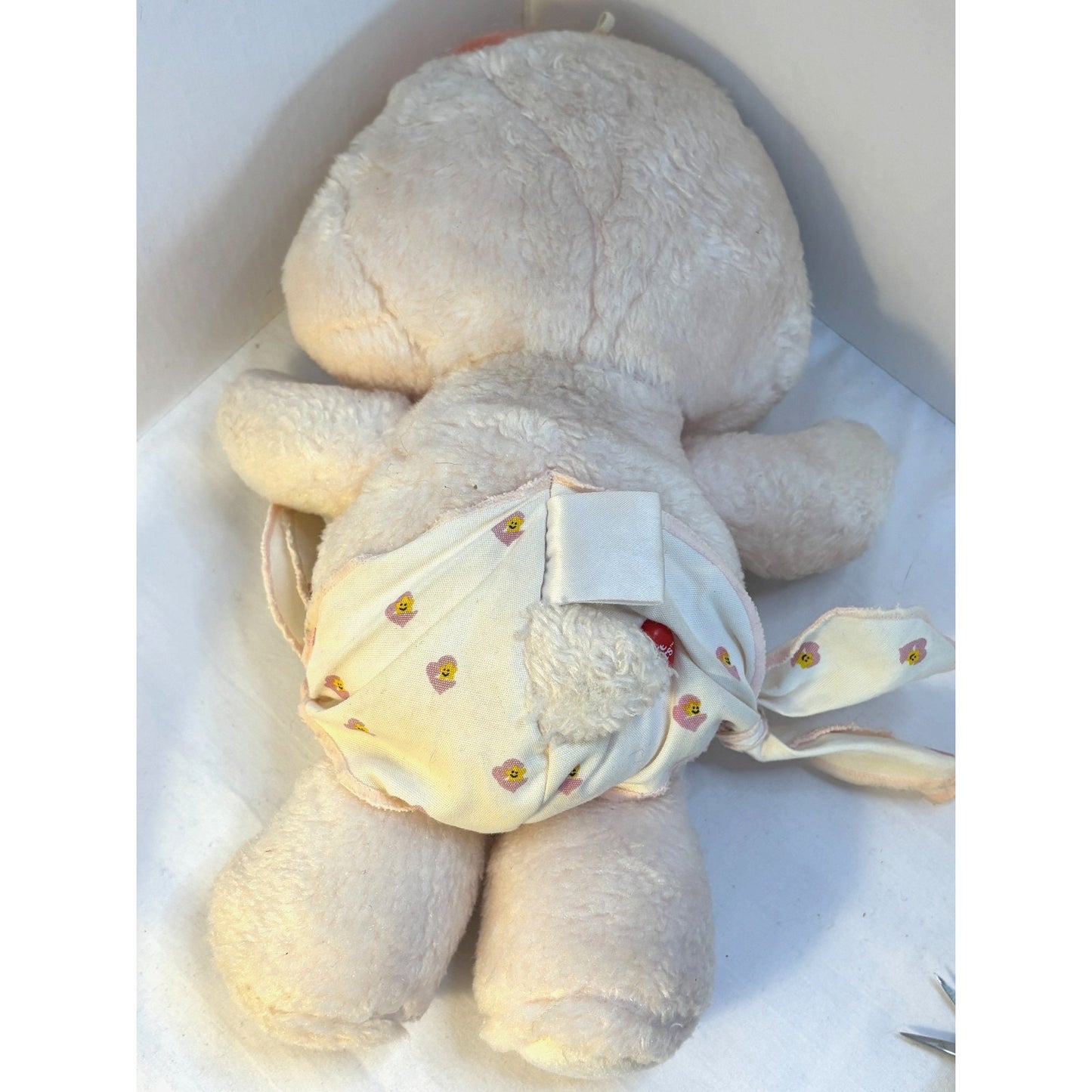 Vintage 1983 Care Bear Baby Hugs Bear Plush with Diaper Kenner Pastel Pink