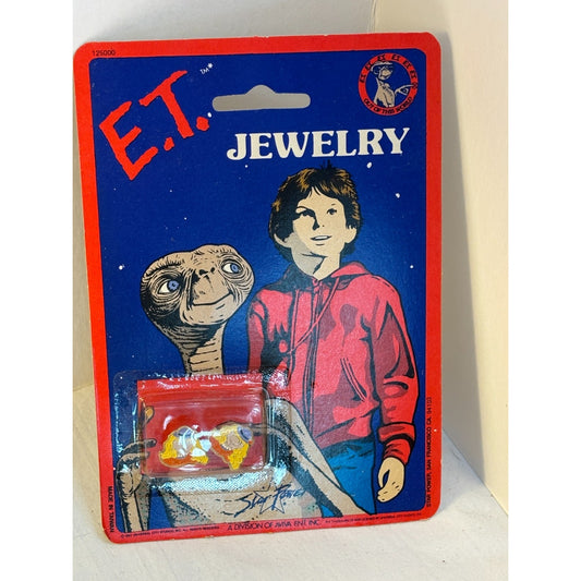 VINTAGE 1982 ET Extra Terrestrial in Wig Pierced Earrings NOS Universal Studios