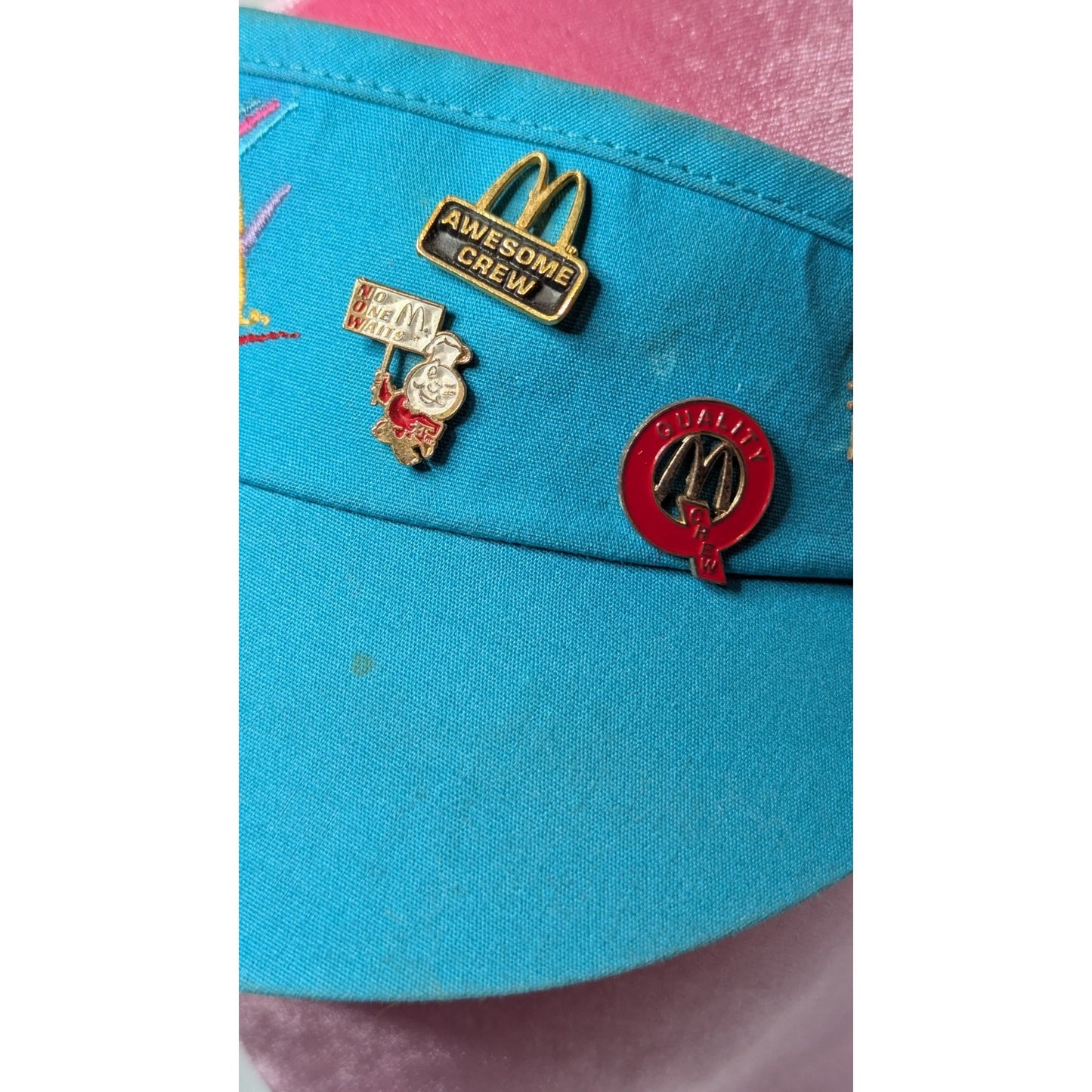 Lot of 8 Vintage McDonald's Lapel Pins Crew Promotions with 90s Rare Teal Visor