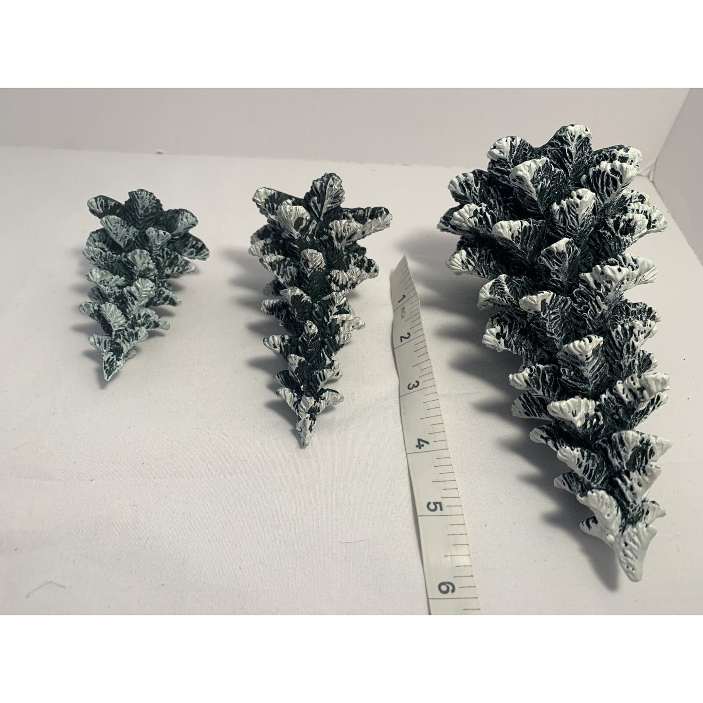 Vintage 90s Department 56 Village Set of 3 Evergreen Trees Cold Cast Porcelain A