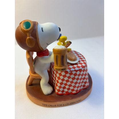 2002 Hallmark Peanuts Gallery "Here’s To You” Snoopy Woodstock Ceramic Figurine