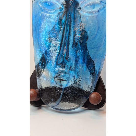 Vintage SKYDREAMER Blue Art Glass Face Mask Jaramillo Brothers Hand Made