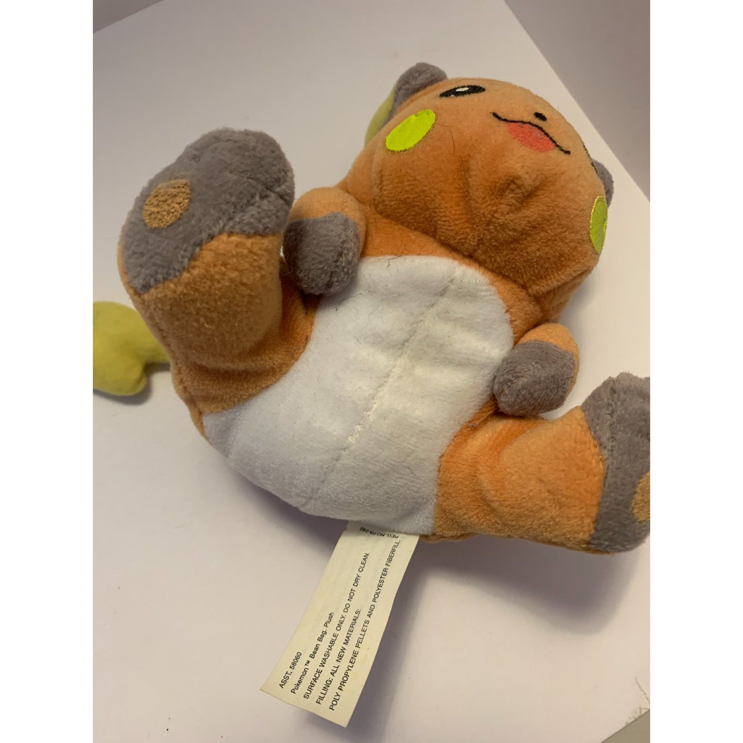 Vintage Pokemon Raichu Beanie Plush Toy Stuffed Hasbro 1998 Nintendo 4.5"