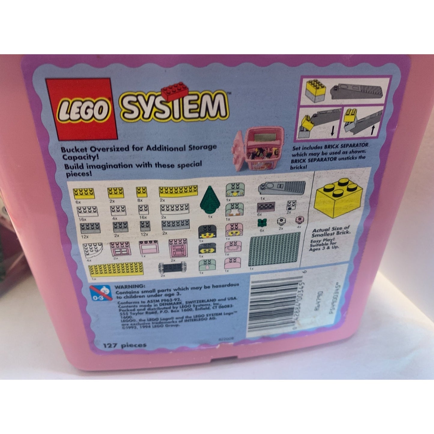 Vintage 1994 LEGO SYSTEM 345 Pink Building Set Basic For Her Incomplete