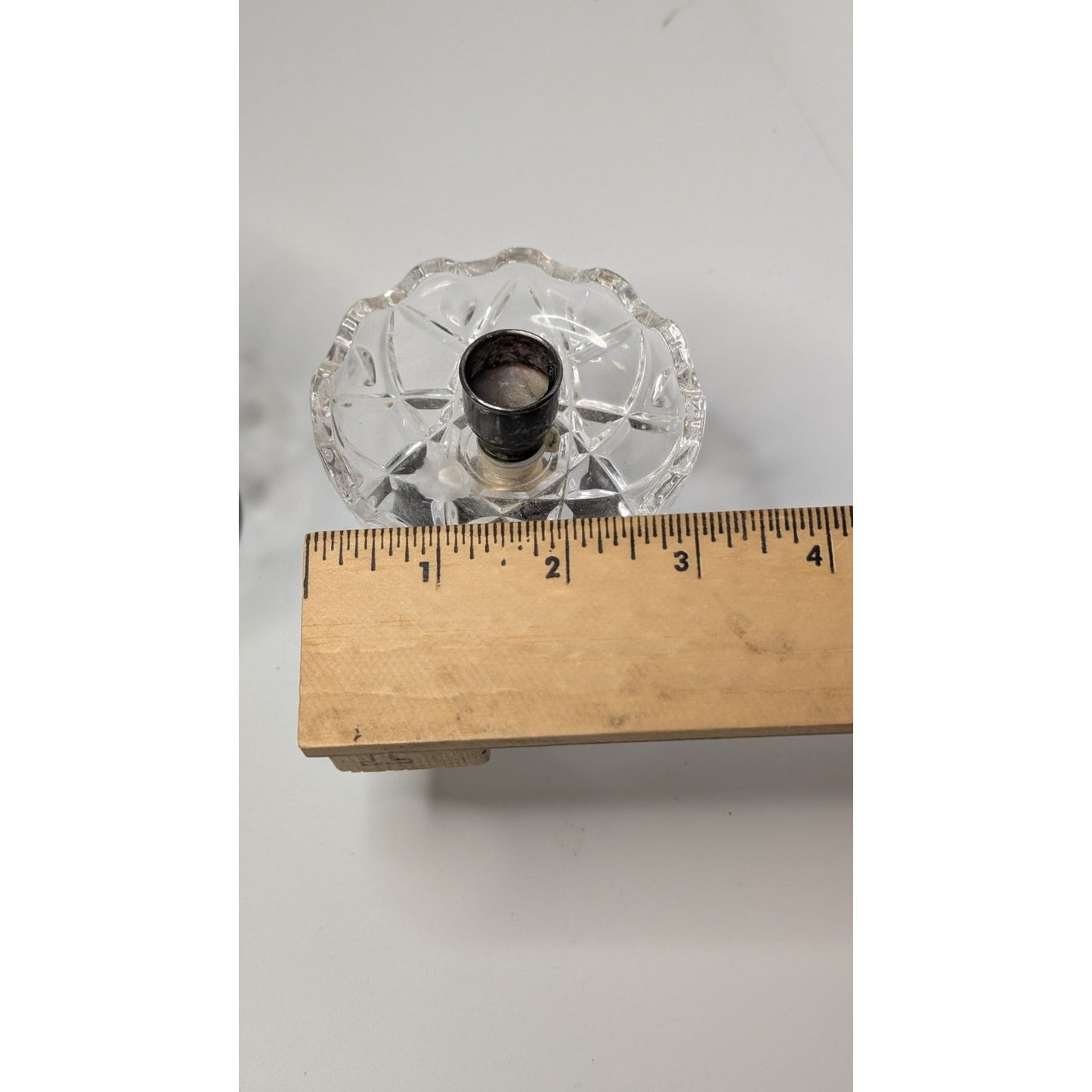 Set of 2 3.5" PM Italian Glass Top Silverplate Candlesticks Half-Inch Tapers