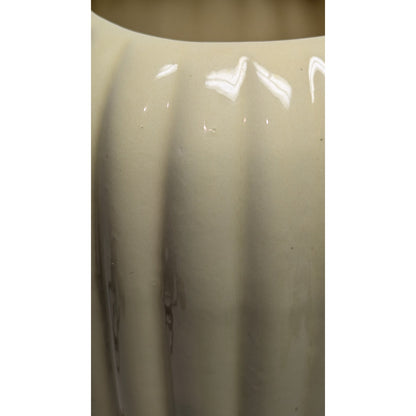 Haeger 11.25" Cream Ribbed Vase # 8434 Mid Century Modern USA Stamped