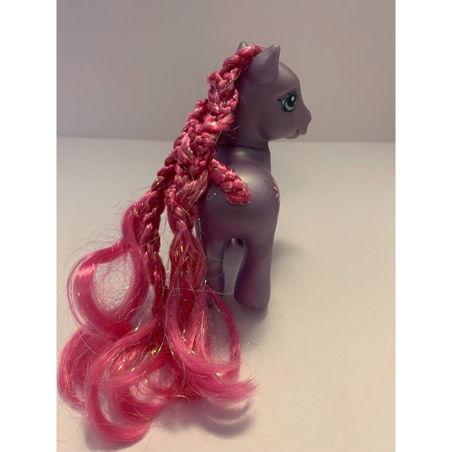 Vintage 2002 G3 My Little Pony Petal Blossom Purple Shimmer Pink Extra Long Hair